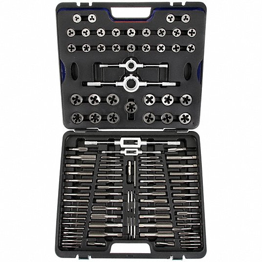 Westward Tap and Die Set, 110 Pieces, #4-40 Min, Tap Thread Size, M18 Max, Tap Thread Size 1PZ54