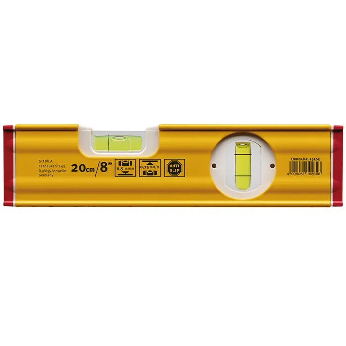 Stabila Spirit Level 20cm, 2 Vials, Type 80 AS, Made In Germany 19565