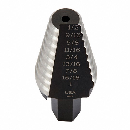 Irwin Step Drill Bit, High Speed Steel, Black Oxide, 9/16 in to 1 in Size Range UNIBIT 20