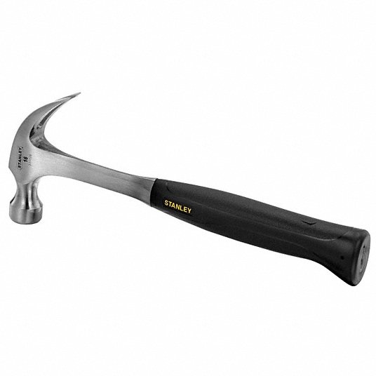 Stanley Heat-Treated Steel Curved Claw Hammer, 16.0 Head Weight (Oz.), Smooth, 1-5/32 Face Dia. (In.) 6GRH7 51-126