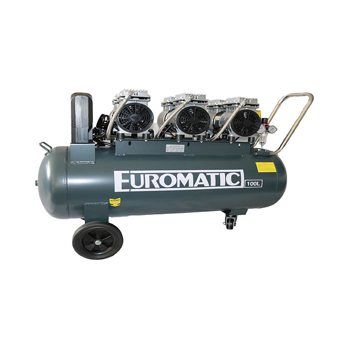 Euromatic 100 Litre Air Compressor, Silent, Oil Free, 3HP, 220 Volt, 60Hz, Single Phase KAW750X3-100L-K