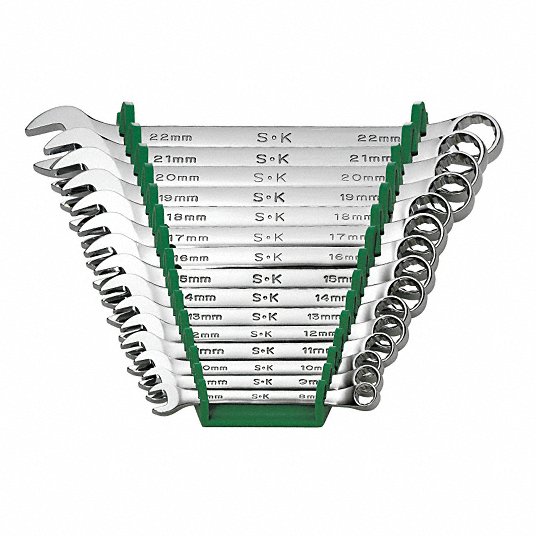 Combination Wrench Set, Alloy Steel, Chrome, 15 Number of Tools12D213 86265