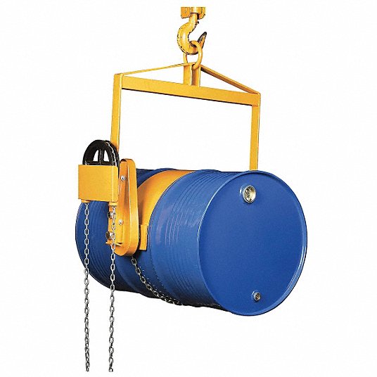 Grainger Approved Vertical Drum Lifter/Dispenser, Manual, 800 lb Load Capacity, 8Inch Overall Length, Steel 12R541
