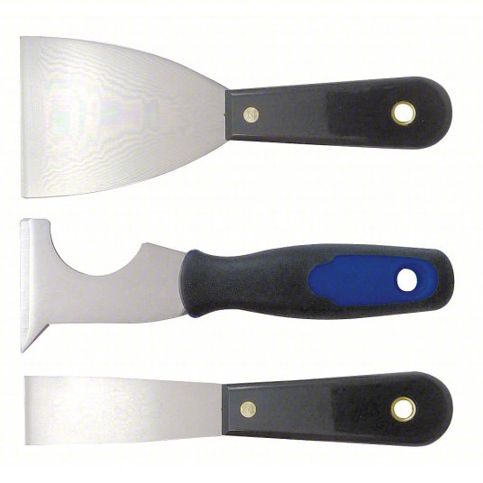 Westward Putty Knife/Painters Tool Set,1 1/4 in_3 inch Blade Width, Carbon Steel, (1) 5-inch-1/(2) Standard 13A715