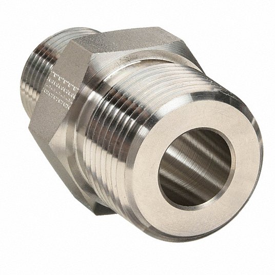 Stainless Steel Hex Long Nipple,316, MNPT, 3/4 in x 1/4 in Pipe Size - Pipe Fitting 12-4 MHN-SS