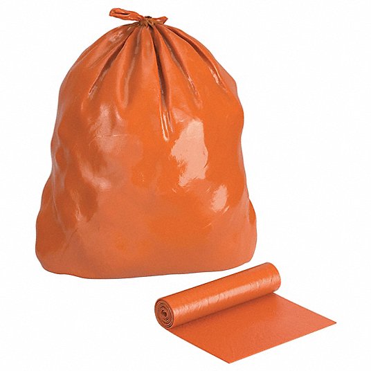 Trash Bag, 40 to 45 gal, LLDPE, Coreless Roll, Orange, PK 100 31DK85