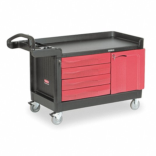 Mobile Cab Bench, Plstc, 58-5/8"W, 26-3/8"D, 750 lb.,Black FG454888BLA