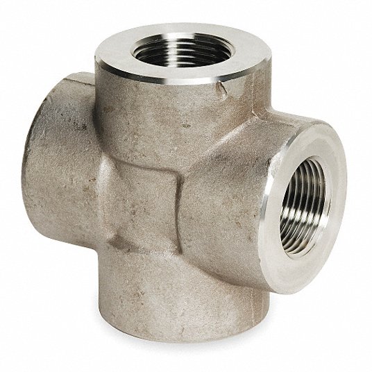 Grainger Approved 316 Stainless Steel Cross, FNPT, 1-1/2Inch Pipe Size S4036X 014