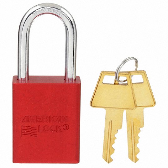 American Lock Lockout Padlock, Shackle Dia. 1/4 in1TDB6 A1106RED