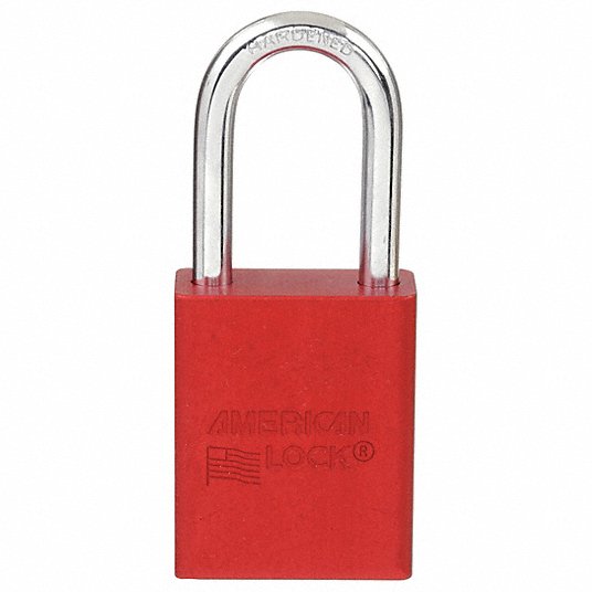 American Lock Lockout Padlock, Shackle Dia. 1/4 in1TDB6 A1106RED