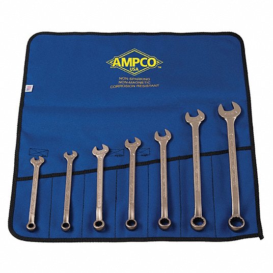 Ampco Combination Wrench Set, Aluminum Bronze, Natural, 7 Number of Tools4RNZ7 M-41M