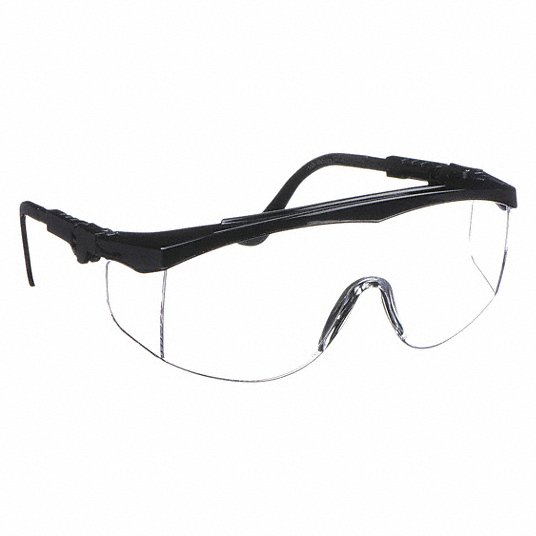 Safety Glasses Clear Scratch-Resistant, Half-Frame, Black, Black, L0 1VW22