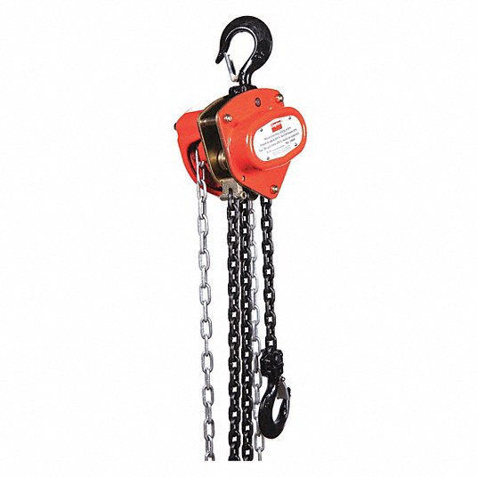 Dayton Manual Chain Hoist, 2,000 lb Load Capacity, 20 ft Hoist Lift, 1 in Hook Opening 1VW57