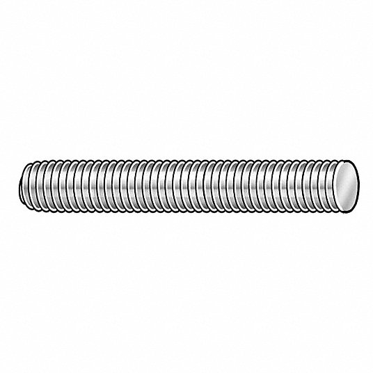 جرينجر ابروفد مسمار ملولب بالكامل من الفولاذ, درجة B7 ,1-1 / 4 "-8, 7 بوصات, PK 20 775598-BR