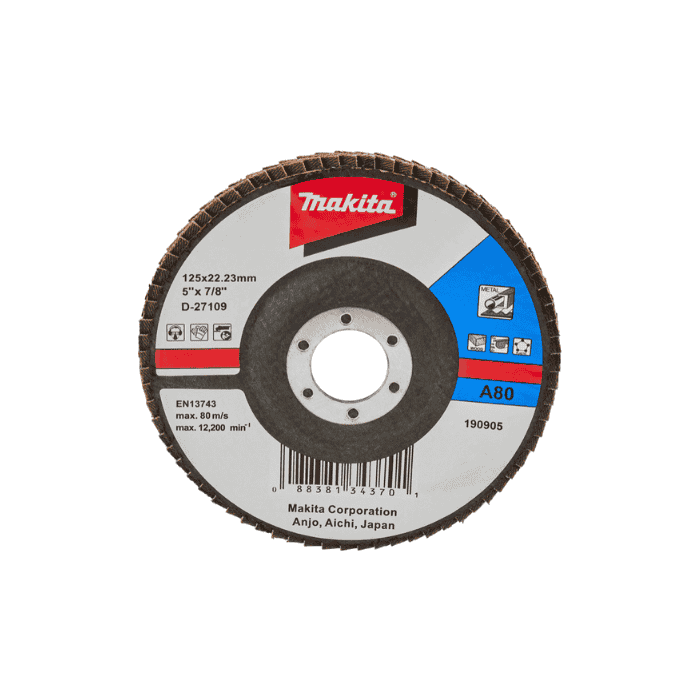 Makita Abrasive Disc For Metal, Plastic, Wood & Steel 115mm, Grit A80 D-27109