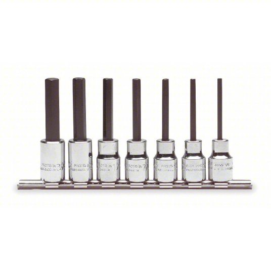 Proto Socket Bit Set, 3/8 inch Drive Size, 1/8 inch to 3/8 inch Range of Tip Sizes, 7 Pieces J4900-7C