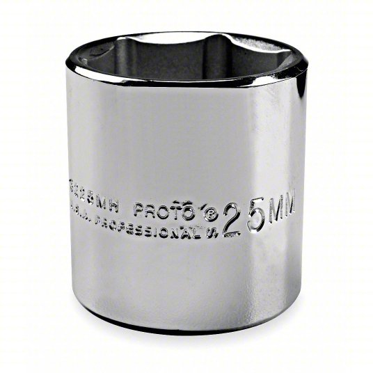 Proto Socket, 1/4 inch Drive Size, 7/16 inch Socket Size, 6-Point, Alloy Steel, Standard, Chrome Finish J4714