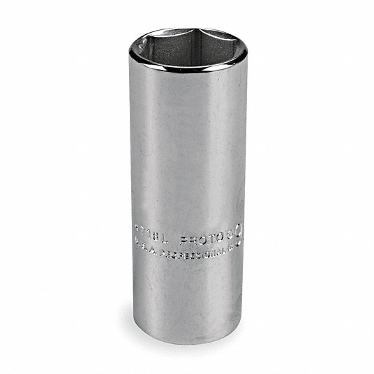 Proto Socket, 1/4 inch Drive Size, 9/32 inch Socket Size, 6-Point, Alloy Steel, Deep, Chrome Finish J4709L