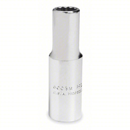 Proto Socket, 3/8 inch Drive Size, 9/16 inch Socket Size, 12-Point, Alloy Steel, Deep, Chrome Finish J5018