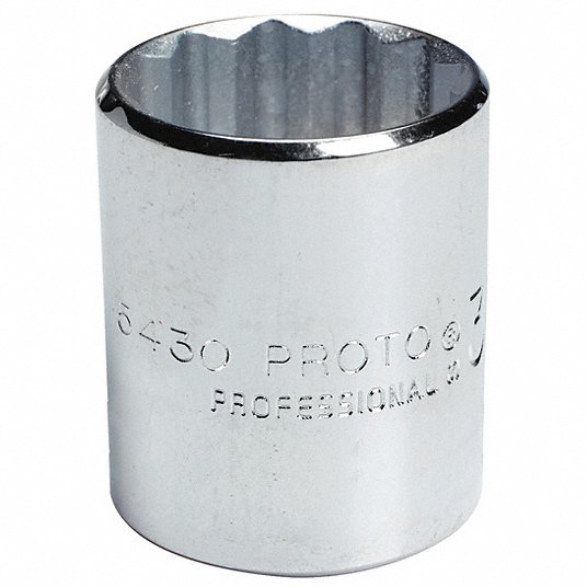 Proto Socket, 1/2 inch Drive Size, 1 3/8 inch Socket Size, 12-Point, Alloy Steel, Standard, Chrome Finish J5444