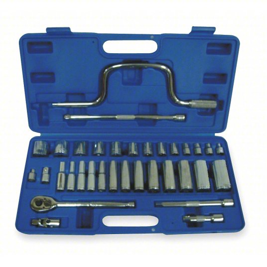 Westward Socket Wrench Set, Socket Size Range 1/4 inch to 1 inch, Drive Size 3/8 inch, SAE 1EZR6