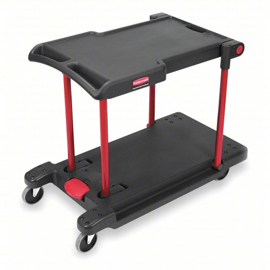 Rubbermaid Foldable Trolley, 180kg Load, with Flush Plastic Shelf & Platform FG430000BLA
