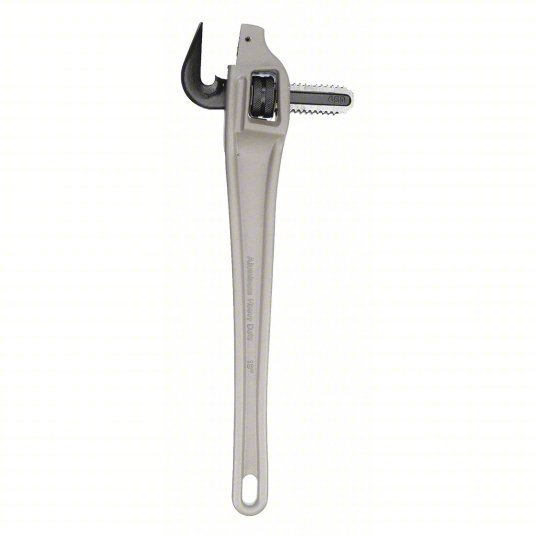 Offset Pipe Wrench, Aluminum, 2 1/2 inch Jaw Capacity, Serrated, 18 inch Overall Length