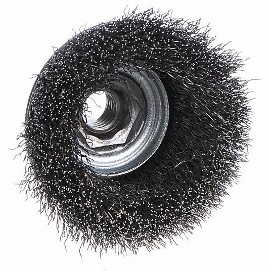 Weiler 4 in Crimped Wire Cup Brush, 0.02 in Wire Dia. 1 3/8 in Bristle Trim Length 1PAK1 14126