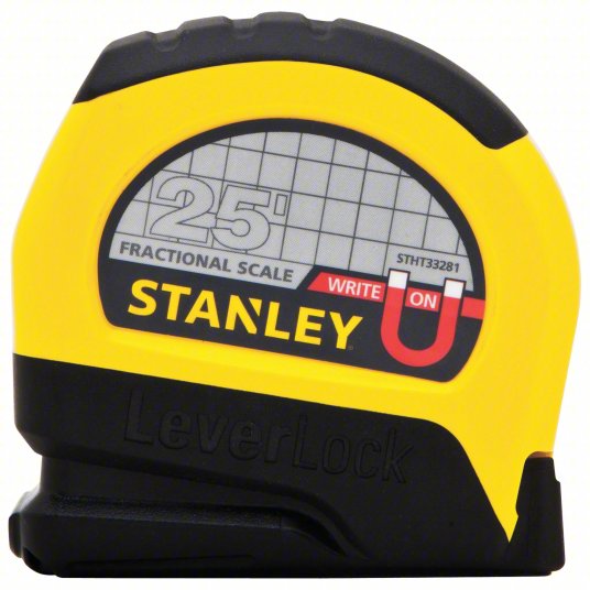 Stanley Lever Lock Magnetic Tip & Fractional Read Tape Rule, 1inch X 25 inch STHT33281
