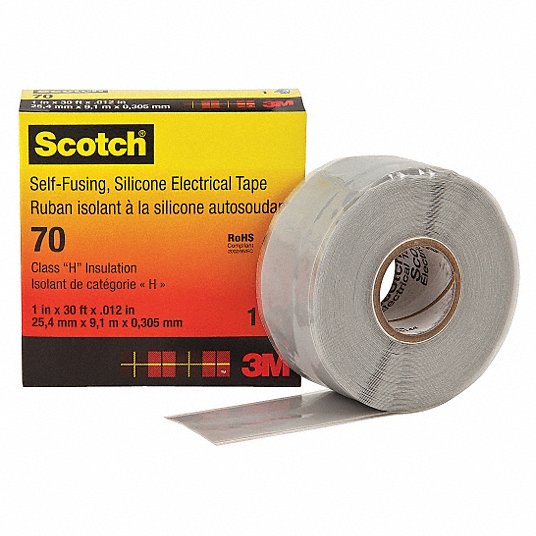 3M Self-Fusing Tape, Tape Backing Material Polyester, Tape Length 30 ft, Tape Color Gray 70