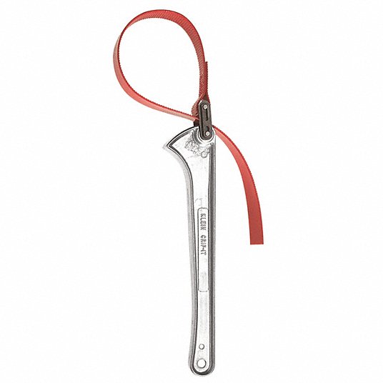 Klein TOOLS, Strap Wrench, For Outside Diameter 5 in, Handle Length 12 in, Strap Width 1 in S-12H