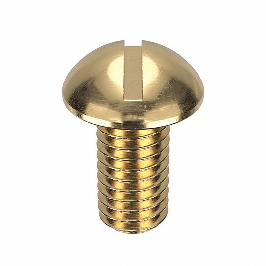 Grainger Approved Machine Screw, #10-32, Round, Slotted, Brass, Plain, 3/8Inch Length, PK 100 06410-1106-450