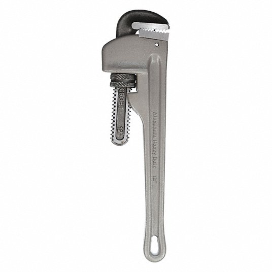 Westward Pipe Wrench, Aluminum, 2 inch Jaw Capacity, Serrated, 12 inch Overall length, I-Beam 3MA11