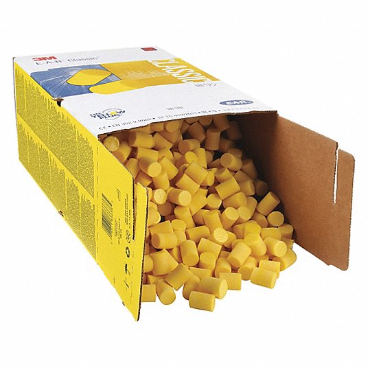3M Ear Plugs, Cylinder, 31 dB NRR, Gen Purpose, Uncorded, Disposable, Roll-Down, Yellow, 200 PK 311-6000