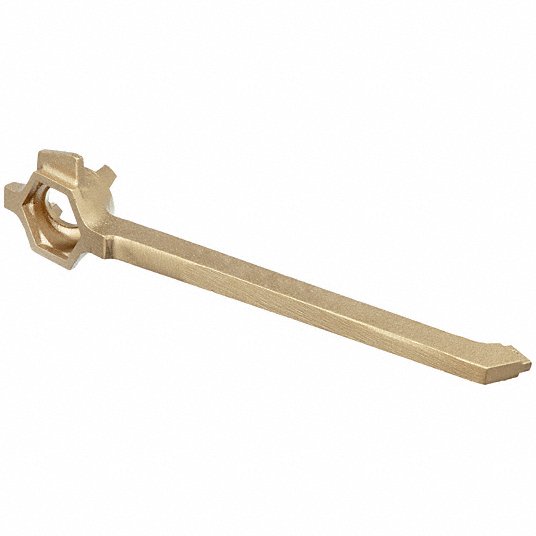 Ampco Drum Bung/Plug Wrench, 3/4 in, 2 in, Aluminum, Bronze, Nickel, Natural, Ergonomic, Ergonomic W-56