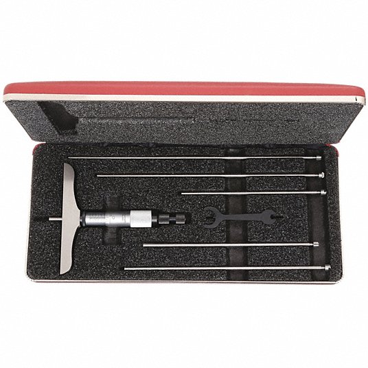 Mechanical Depth Micrometer, Range 0 in to 6 in, Base Style Full, Accuracy +/-0.0001 in2ZUD3 445BZ-6RL