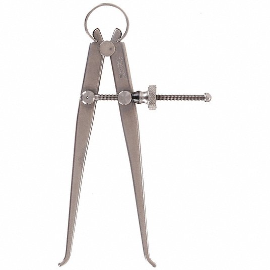 Inside Spring Caliper, Maximum Measurement 100 mm, 4 in, Joint Type Spring, Nut Type Solid 73A-4