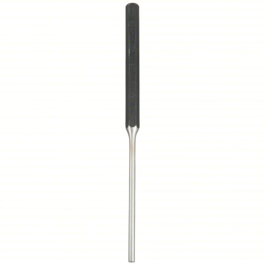 Westward Long Drive Pin Punch, 3/16 inch Tip Dia, 3/8 inch Shank Width, 4 inch Taper Length, 8-inch Overall Length, Hexagon 2AJE6