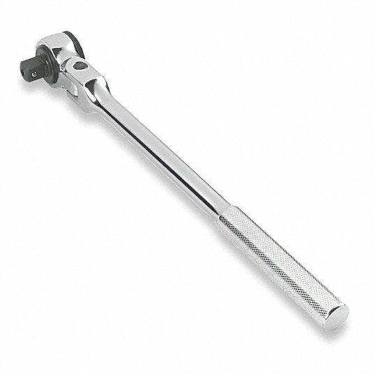 Proto Hand Ratchet, Round, Reversing, 17 inch Overall Length, Chrome, 5° Minimum Arc Swing J5457F
