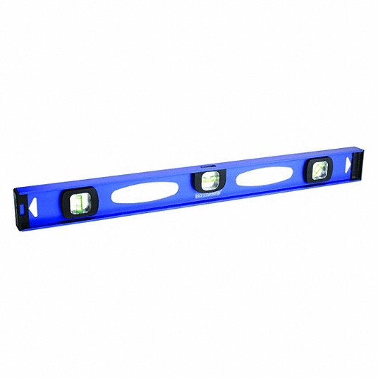 Westward I-Beam Level, 24 inch Lg, 3 Vials, Blue, Aluminum, Nonmagnetic 4MRW5