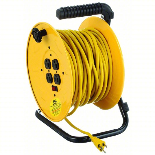 Extension Cord Reel, 80 ft Cord Length, 14 AWG Wire Size, Steel