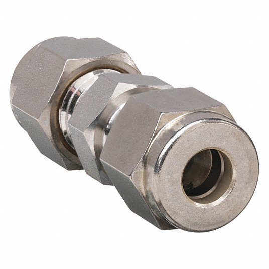 Ham-Let Straight Union, 3/4 in Tube Size, Metal, 1 1/16 in Hex Size762L SS 3/4 762L SS 34