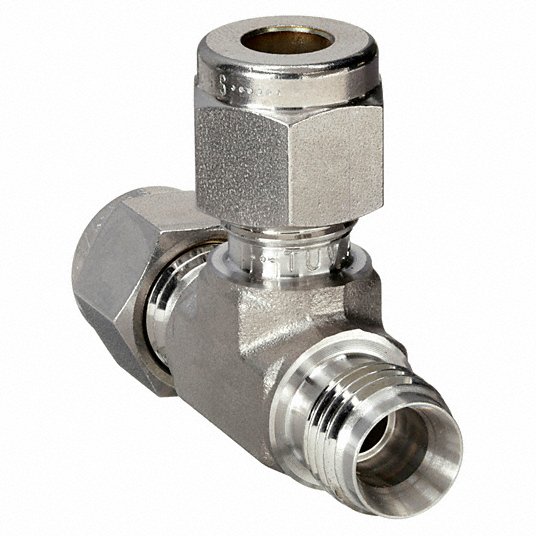 Ham-Let Union Tee, 1/4 in Tube Size, Metal, 1/2 in Hex Size764L SS 1/4 764L SS 14