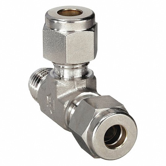 Ham-Let Union Tee, 1/4 in Tube Size, Metal, 1/2 in Hex Size764L SS 1/4 764L SS 14