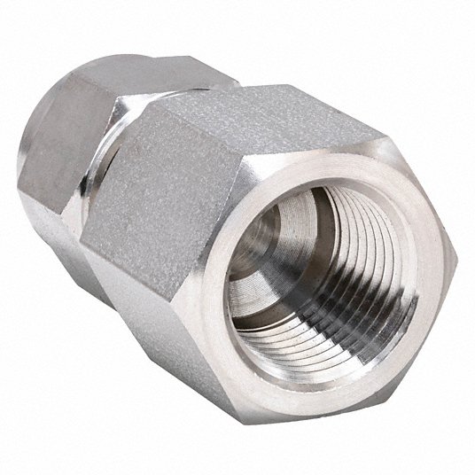 Ham-Let Female Connector, 1/4 in Tube Size, 1/4 in Pipe Size - Pipe Fitting, Metal, 3/4 in Hex Size766L SS 1/4 X 1/4 766L SS 14 X 14