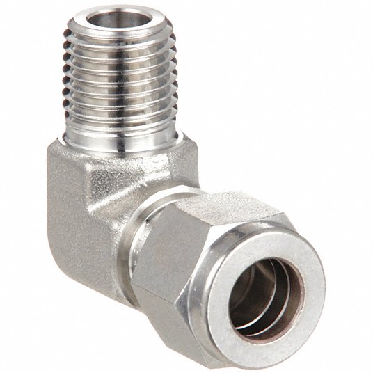 Ham-Let Male Connector Elbow, 1/2 in Tube Size, 3/8 in Pipe Size - Pipe Fitting, Metal, 13/16 in Hex Size769L SS 1/2 X 3/8 769L SS 12 X 38