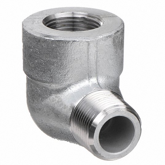 Grainger Approved Street Elbow, 90° Forged Steel, 1/4Inch x 1/4Inch Pipe Size, NPT x NPT, Class 3000 1MPD2
