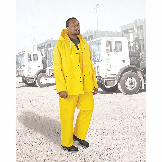 ONGUARD, Bib Overall, Size L, Yellow, PVC, Men's 79050 LG 00