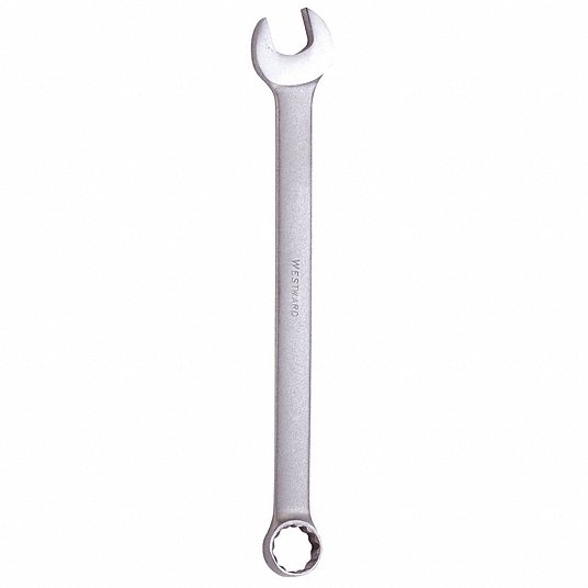 Westward Combination Wrench, Alloy Steel, Satin, 12 mm Head Size, 6 3/4 inch Overall Length, Offset 36A194.