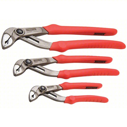 Proto Lock Joint Pliers Set, Steel, Manual, 3 Pliers J260MGS